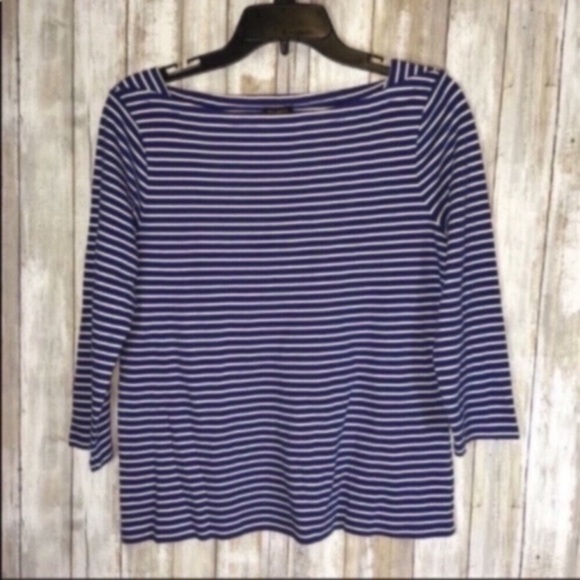 Talbots Blue Striped 3/4 Sleeve Blouse - Picture 1 of 4